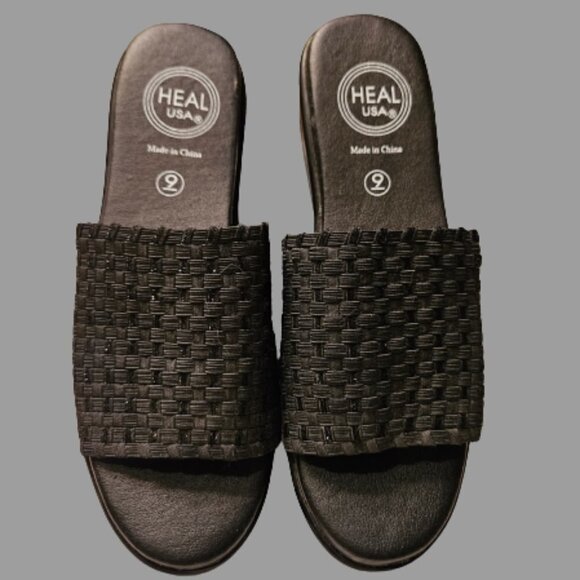 Heal USA Abby Black Wedge Slide - Size 9 - Picture 2 of 6